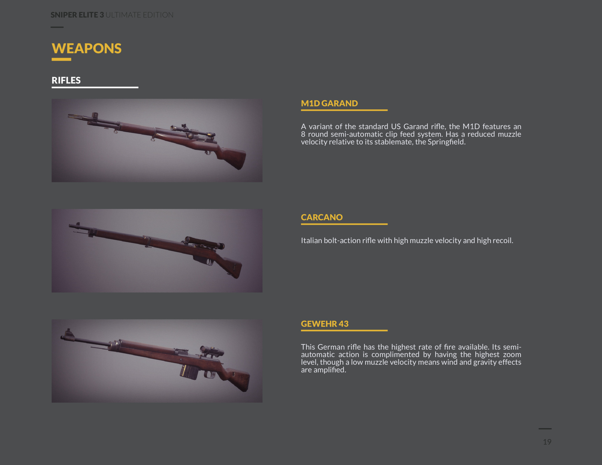 sniper elite 3 rifles
